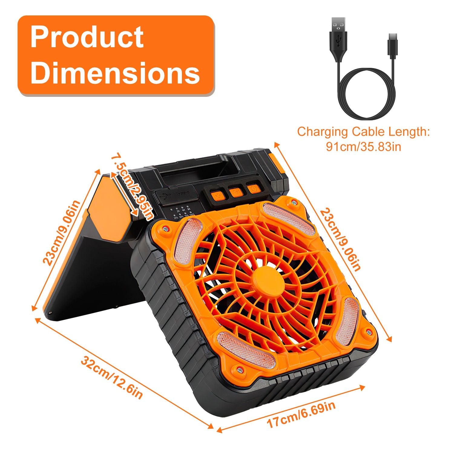 Solar Camping Fan With LED Lantern 5200mAh Rechargeable Battery Operated Portable Fan with Emergency Power Bank 4 Wind Speeds 3 Light Modes 3 Timers for Hiking Fishing Travel GPCT5319 - Discount Msrp 