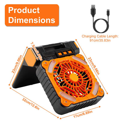 Solar Camping Fan With LED Lantern 5200mAh Rechargeable Battery Operated Portable Fan with Emergency Power Bank 4 Wind Speeds 3 Light Modes 3 Timers for Hiking Fishing Travel GPCT5319 - Discount Msrp 