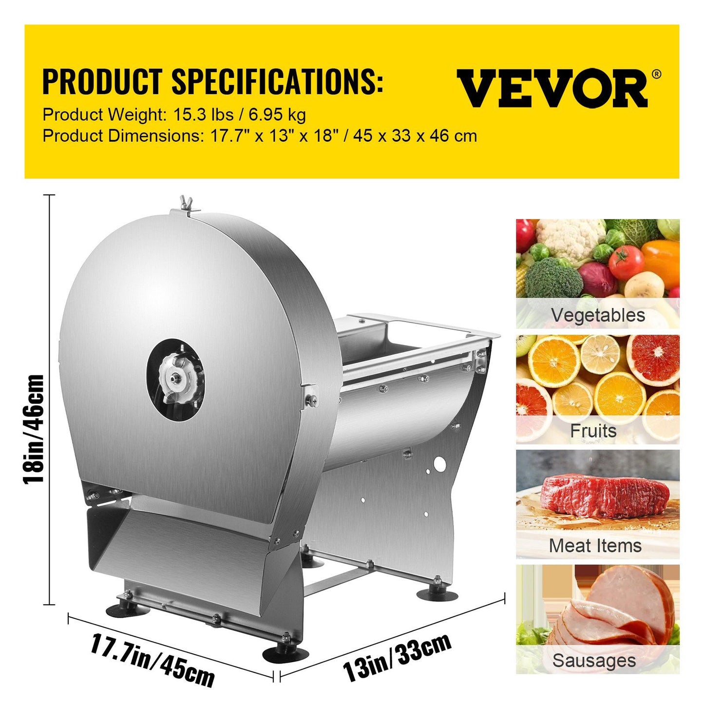 VEVOR Electric Food Slicer, 10In Manual Vegetable Fruit Slicer, 0-0.4 In Adjustable Thickness Fruit Slicer Machine with Removable Stainless Steel Blade, Non-Slip Feet Commercial Food Slicer, Silver - Discount Msrp 