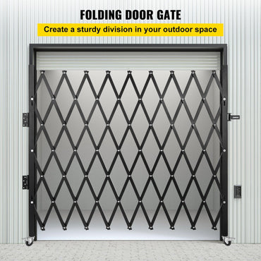 VEVOR Single Folding Security Gate, 7.1' H x 7.1' W (85 x 85 inch)Folding Door Gate, Steel Accordion Security Gate, Flexible Expanding Security Gate, 360° Rolling Barricade Gate, Scissor Gate - Discount Msrp 