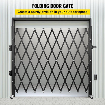 VEVOR Single Folding Security Gate, 7.1' H x 7.1' W (85 x 85 inch)Folding Door Gate, Steel Accordion Security Gate, Flexible Expanding Security Gate, 360° Rolling Barricade Gate, Scissor Gate - Discount Msrp 
