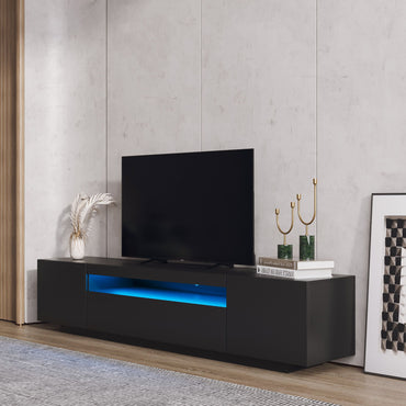 TV Cabinet Wholesale, Black TV Stand with Lights, Modern LED TV Cabinet with Storage Drawers, Living Room Entertainment Center Media - Discount Msrp 