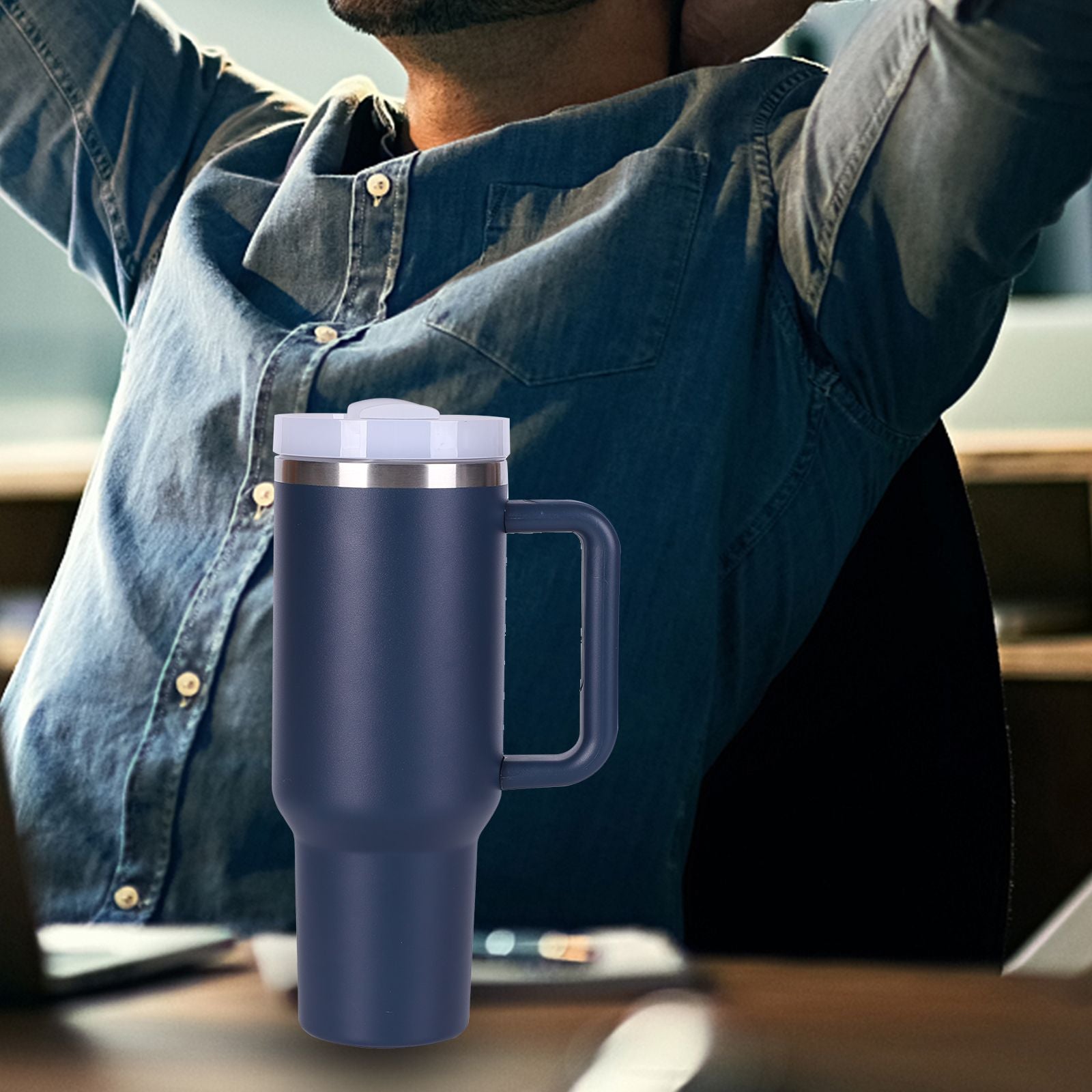 40oz V2 large capacity tumbler, With Handle And Straw Lid, Insulated Reusable Stainless Steel Water Bottles Travel Mug Coffee Cup car cup water cup For Men Women Outdoor Camping Driving, gift - Discount Msrp 