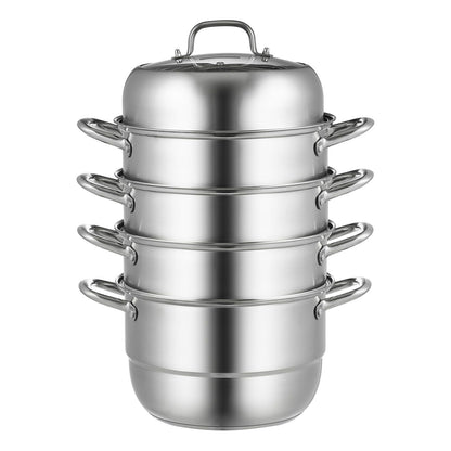 VEVOR Dumpling Steamer Stainless Steel 5 Titer for for Cook Soup, Noodles, Fishes Work with Gas Electric Grill Stove Top, Dia 30cm/11.8inch, Pot - Discount Msrp 
