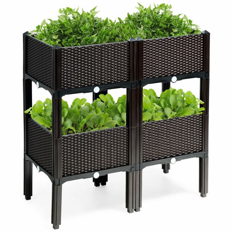 Set of 4 Elevated Flower Vegetable Herb Grow Planter Box - Discount Msrp 