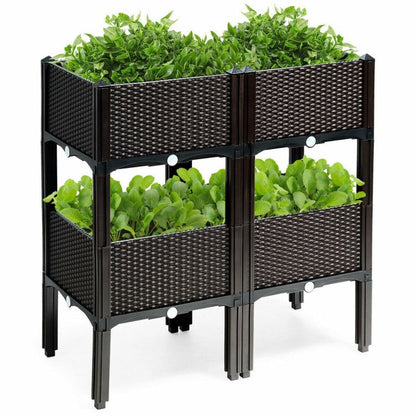 Set of 4 Elevated Flower Vegetable Herb Grow Planter Box - Discount Msrp 