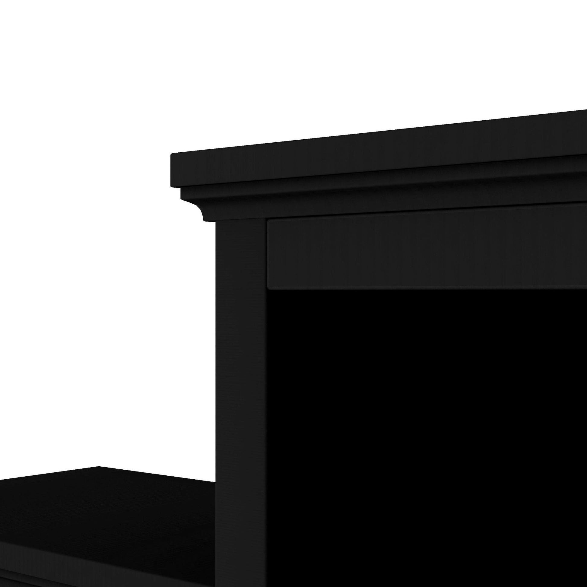 [VIDEO provided] ON-TREND Minimalism Entertainment Wall Unit with Bridge, Modern TV Console Table for TVs Up to 70", Multifunctional TV Stand with Tempered Glass Door, Black (Old SKU: SD000009AAB) - Discount Msrp 