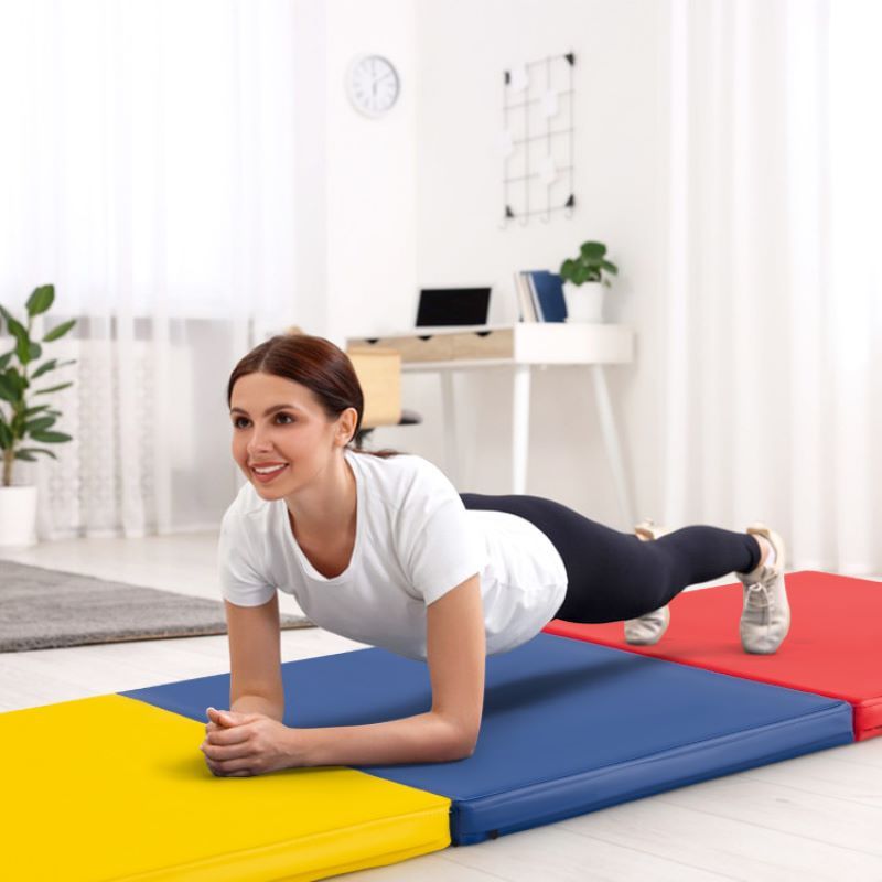 Portable Tri-Fold Gym Mat with Handles for Yoga - Discount Msrp 