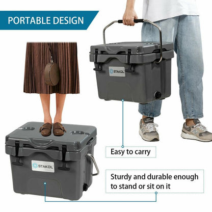 16 Quart 24-Can Capacity Portable Insulated Ice Cooler with 2 Cup Holders - Discount Msrp 