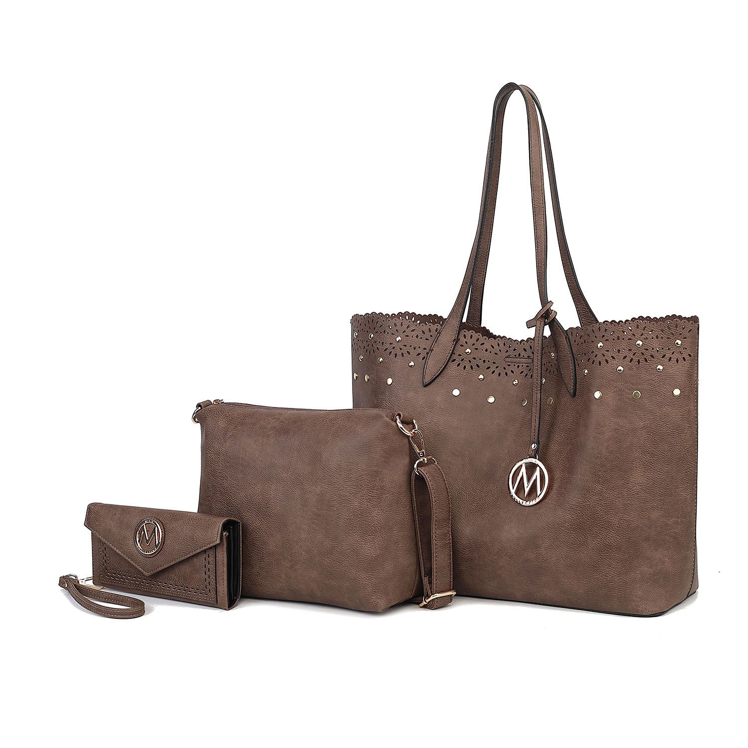 MKF Collection Mariahna 3 PCS Shopper Tote, Cross and Wallet Handbag by Mia K - Discount Msrp 