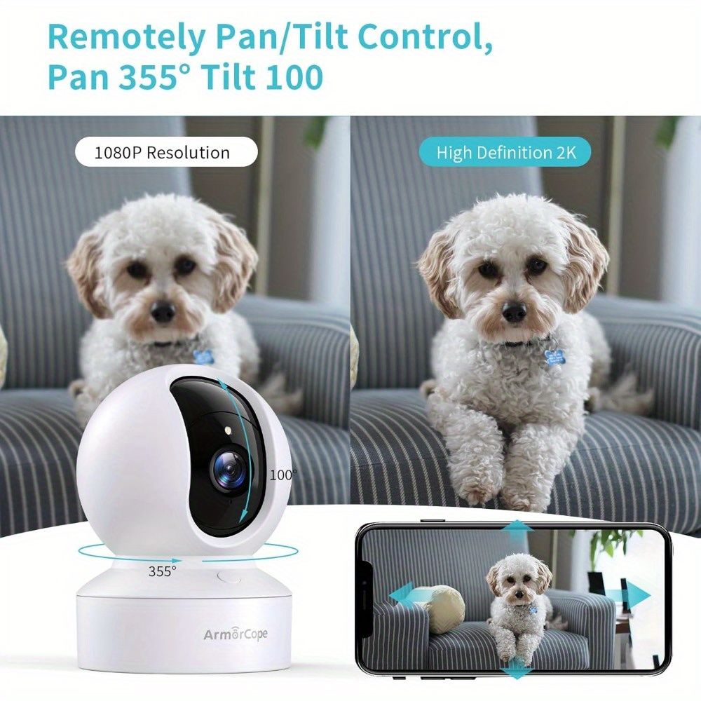 Pet Camera, 2K HD Dog Camera with Mobile APP, 360° Pan/Tilt View Puppy Camera, MagivPix Night Vision, Motion Tracking Alert with Cloud/Local SD, Home Indoor Security Camera - Discount Msrp 