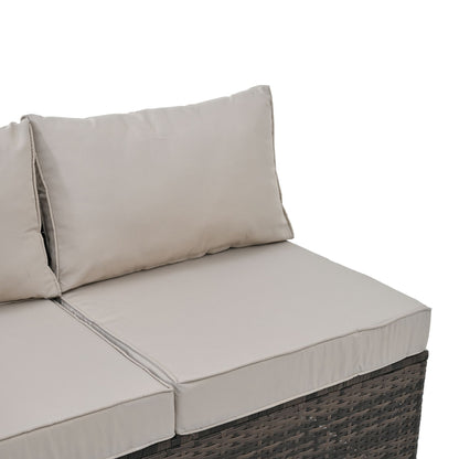 Patio Furniture, Outdoor Furniture, Seasonal PE Wicker Furniture, 4 Set Wicker Furniture With Tempered Glass Coffee Table - Discount Msrp 