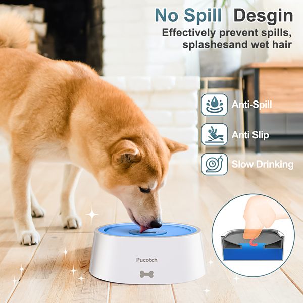 Dog Water Bowl No Spill 2L/70oz Spill Proof Dog Water Bowl Slow Water Feeder for Dogs No Splash Pet Water Bowl Dispenser for Messy Drinkers Vehicle Travel Dog Water Bowl,BPA Free - Discount Msrp 