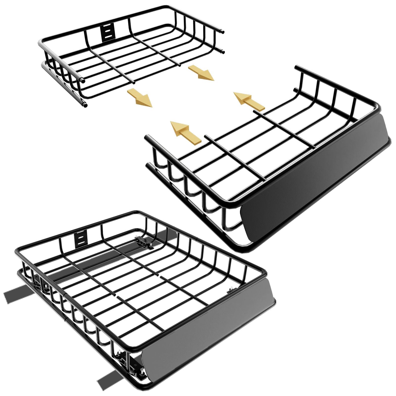 64"x39"x6"/51"x36"x5" Roof Rack,Heavy Duty Rooftop Cargo Carrier,Roof Basket with Waterproof Bag,Elastic Net with Attachment Hooks,Ratchet Strap,Universal Roof Rack Fits for SUV Truck,260lbs Capacity - Discount Msrp 