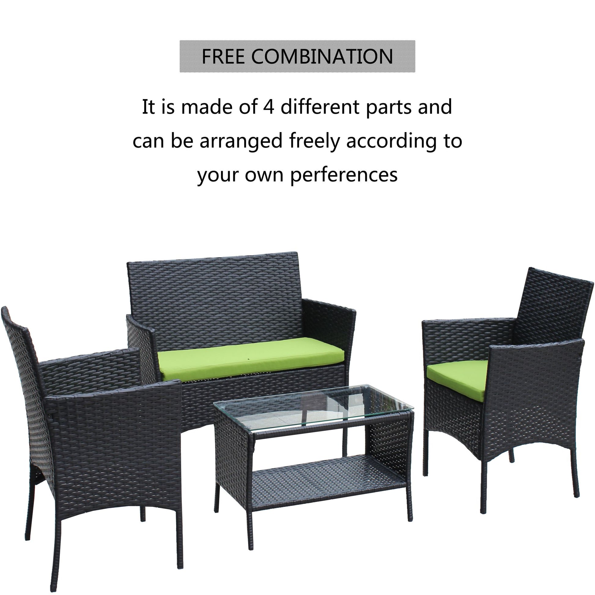 4 PC Rattan Patio Furniture Set Outdoor Patio Cushioned Seat Wicker Sofa - Discount Msrp 