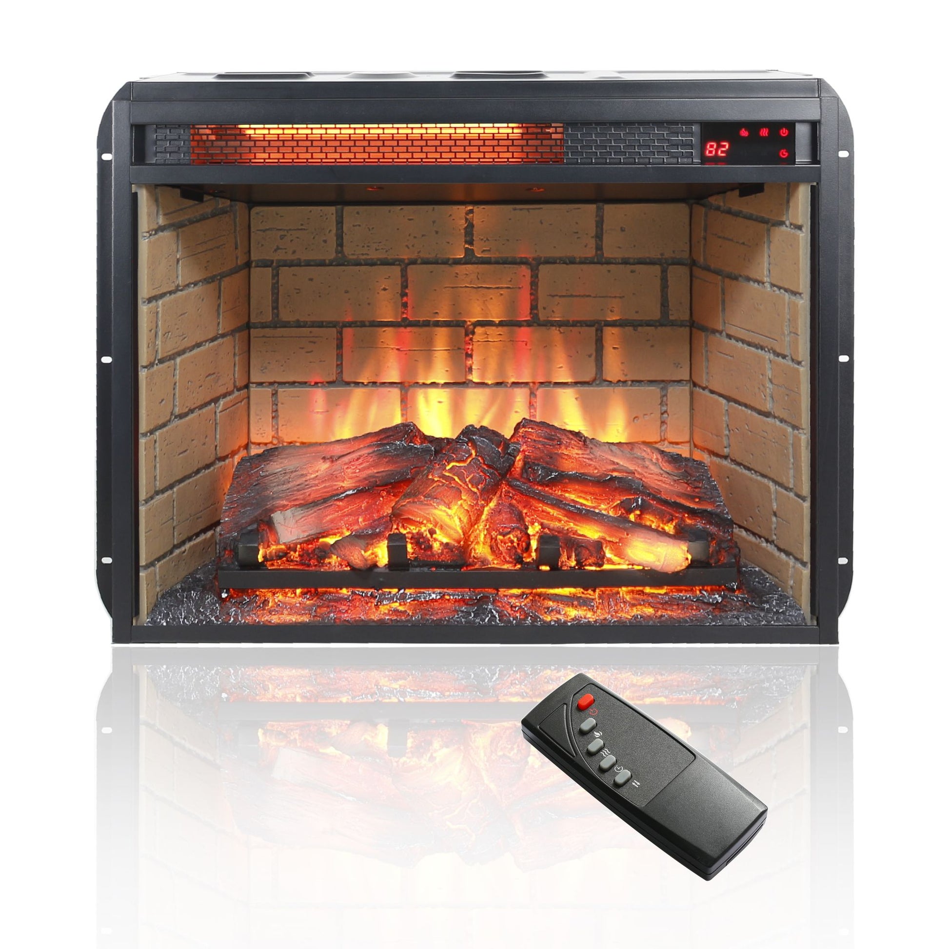 23 inch infrared quartz heater fireplace insert -woodlog version with brick - Discount Msrp 