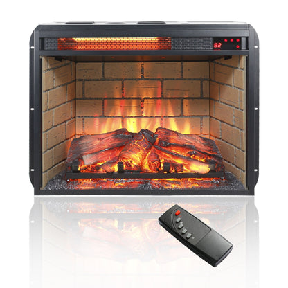 23 inch infrared quartz heater fireplace insert -woodlog version with brick - Discount Msrp 