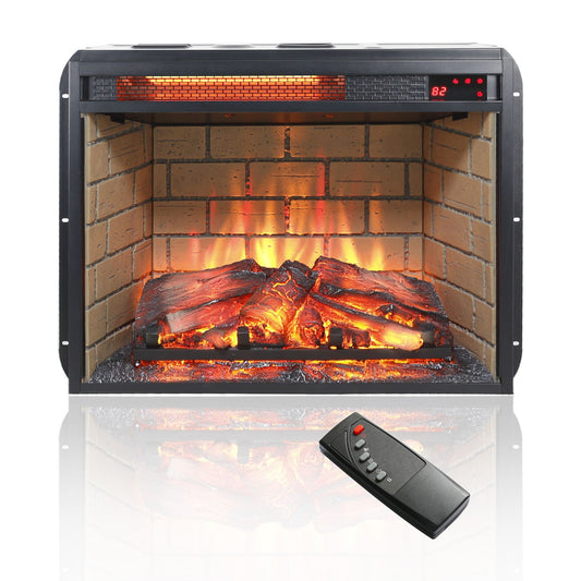 23 inch infrared quartz heater fireplace insert -woodlog version with brick - Discount Msrp 