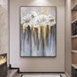 Foil golden flowers hand painted oil painting on canvas abstract large painting wall picture for home office decor - Discount Msrp 