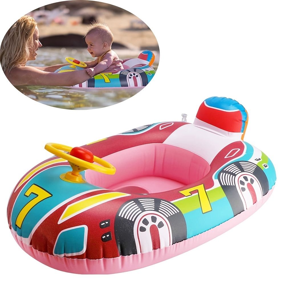 1pc Inflatable Pool Float Seat Boat With Handle; Swimming Ring Toy For Summer Baby Kid Child Toddler - Discount Msrp 