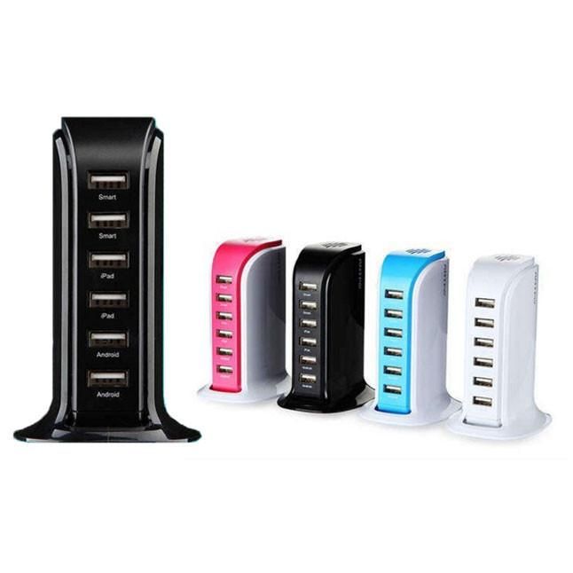 Smart Power 6 USB Colorful Tower for Every Desk at Home or Office charge any Gadget - Discount Msrp 