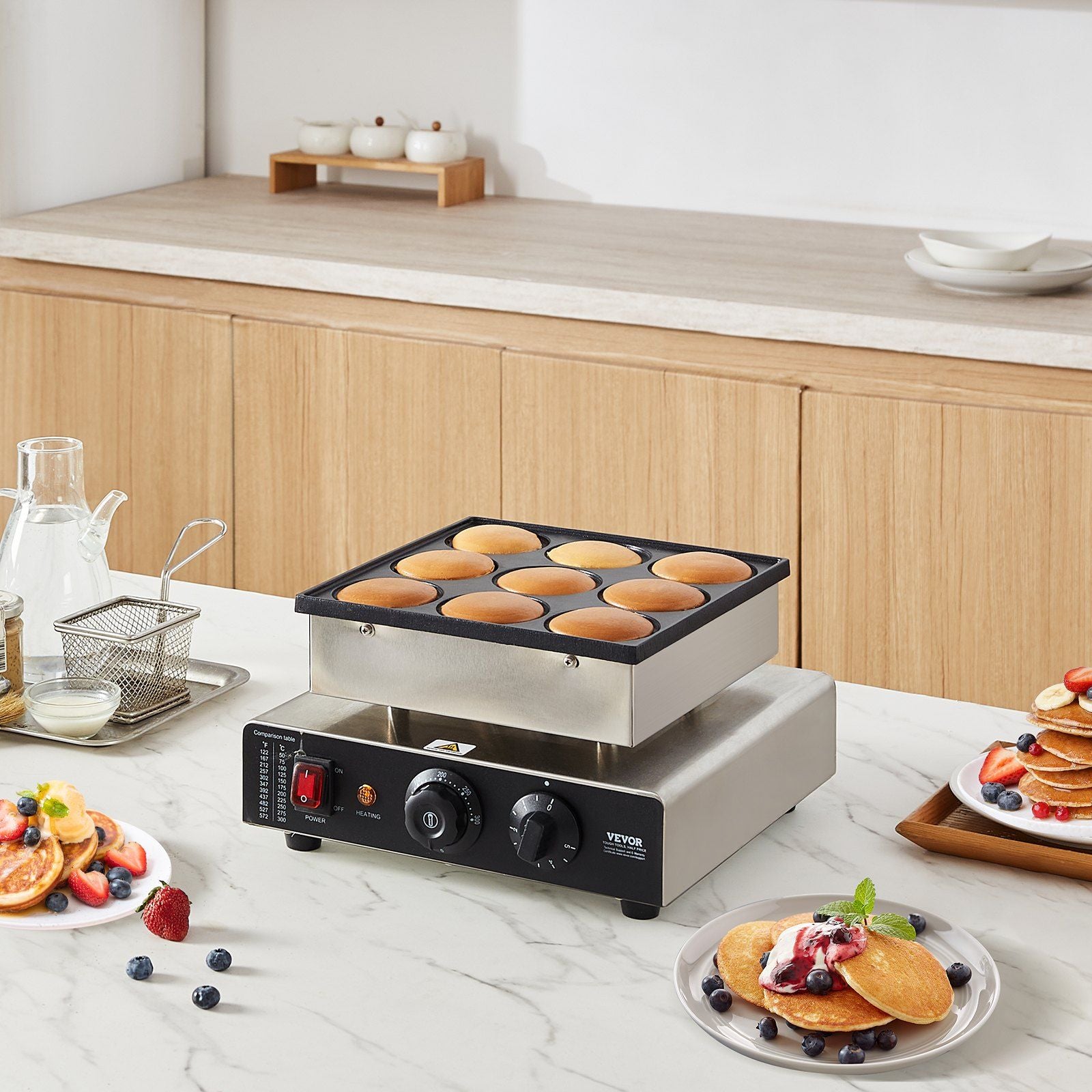 VEVOR 9PCS 76mm Dutch Pancake Maker Commercial Dorayaki Baker 850W Non-stick - Discount Msrp 