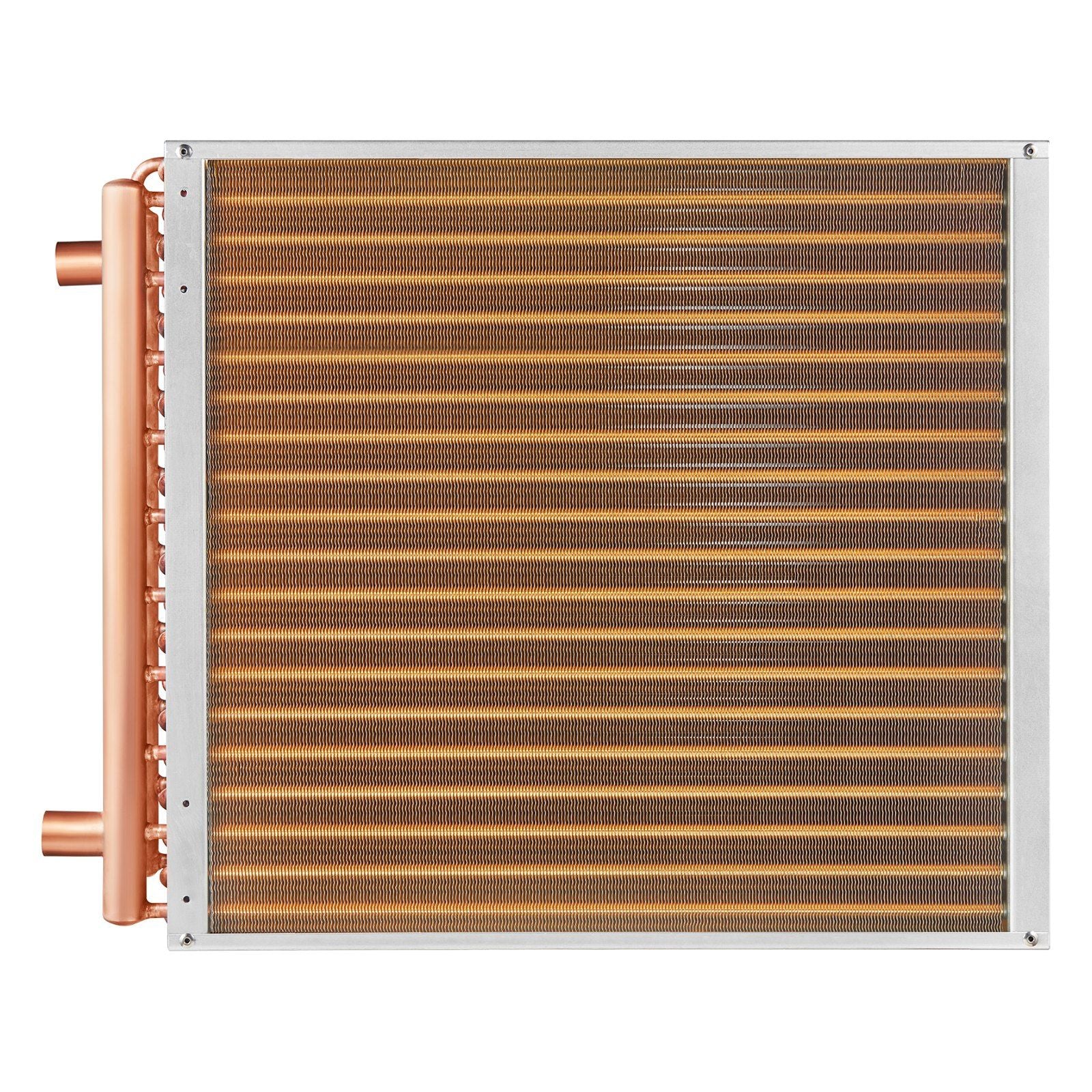 VEVOR Heat Exchanger Water to Air, 20"x 20" with 3-Row 3/8" Copper Ports, 242 Aluminum Fins Heat Exchanger for Outdoor Wood Furnaces, Residential Heating and Cooling, and Forced Air Heating - Discount Msrp 