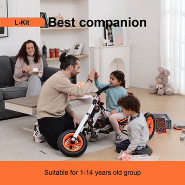 KidRock Buildable Kit 20 in 1 Kids Go Kart Set, Suitable for 1 to 8 Years Old, Two Wheel Bike, Three Wheel Bike, Go Kart, Sit/Stand Scooter, etc. Most Popular L Kit (Non Electric) - Discount Msrp 