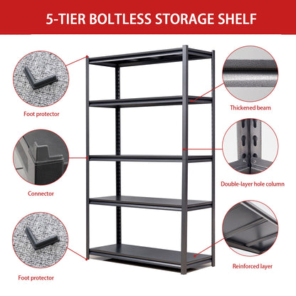 78"H 5 Tier Metal Shelves for Storage Garage Shelving 2000LBS Heavy Duty Storage Shelves Adjustable Garage Shelf Industrial Shelving Unit Storage Utility Rack,47.2"W*18"D*78"H,Black - Discount Msrp 