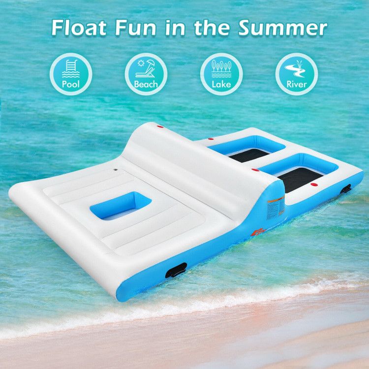 Floating 4-Person Inflatable Lounge Raft with 130W Electric Air - Discount Msrp 