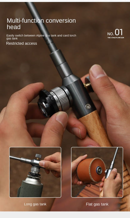 Outdoor camping extended flame-throwing gun stainless steel gun burning pig hair supplies camping straight handle handheld detachable igniter - Discount Msrp 