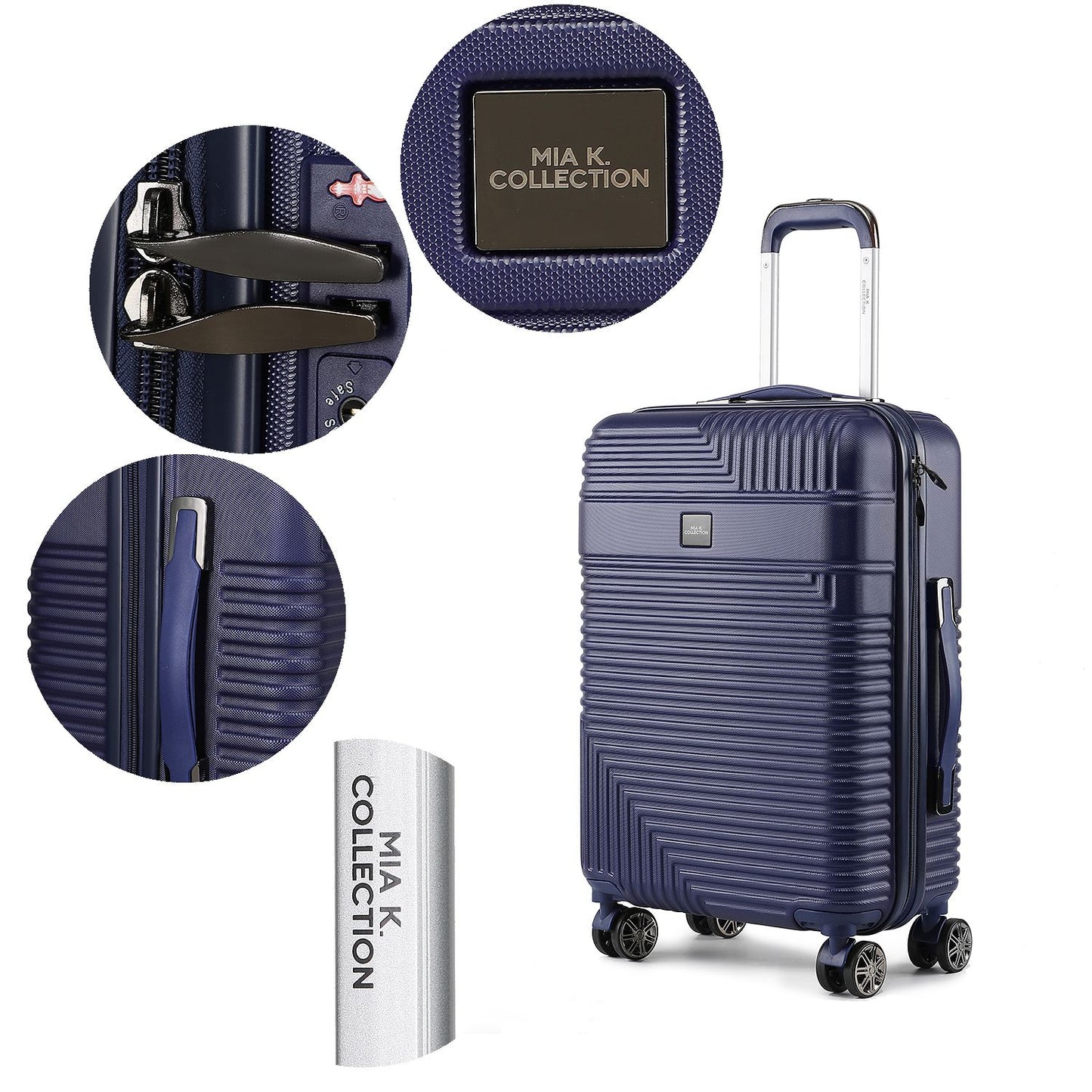 MKF Collection Mykonos Luggage Set- Extra Large Check-in, Large Check-in, Medium Carry-on, and Small Cosmetic Case by Mia K - Discount Msrp 