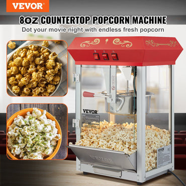 VEVOR Popcorn Popper Machine 8 Oz Countertop Popcorn Maker 850W 48 Cups Red - Discount Msrp 