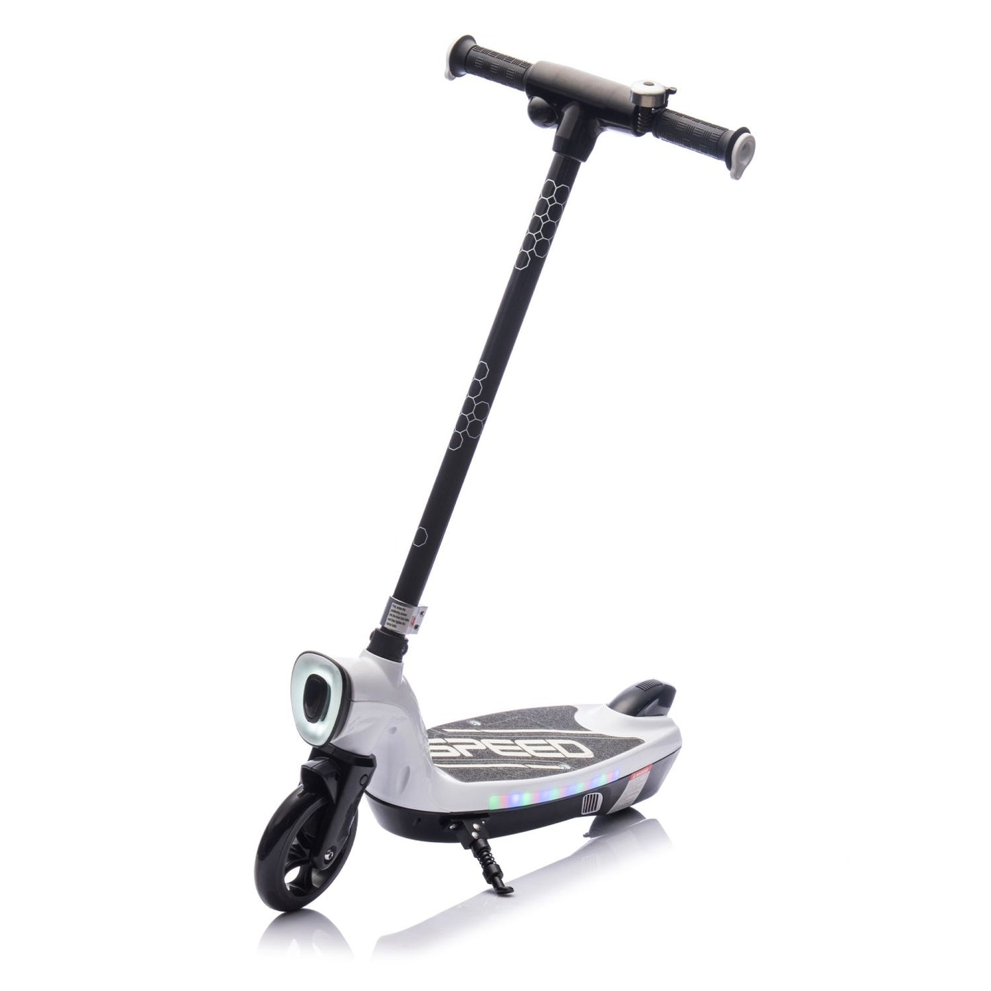 Kids Ride On Electric Scooter With Kickstand,Scooter Bell,Faster Speed And Longer Usage Time,Rear Brake,Wider Pedal,Non-Slip Handle,Colorful LED Lights,5.59-6.84 MPH For Kids 6+. - Discount Msrp 