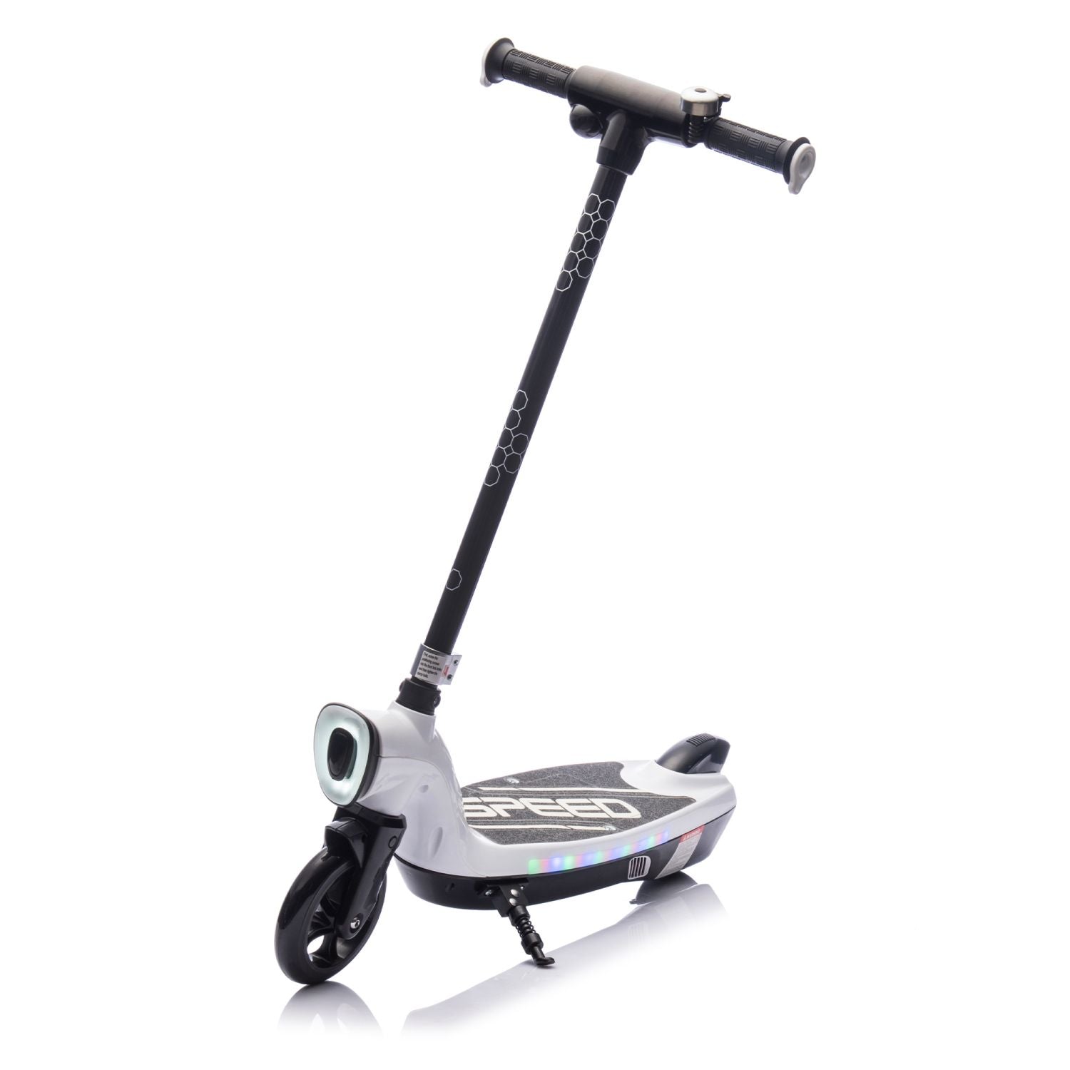 Kids Ride On Electric Scooter With Kickstand,Scooter Bell,Faster Speed And Longer Usage Time,Rear Brake,Wider Pedal,Non-Slip Handle,Colorful LED Lights,5.59-6.84 MPH For Kids 6+. - Discount Msrp 