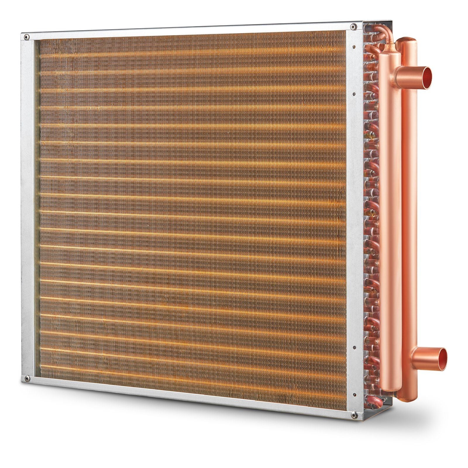 VEVOR Heat Exchanger Water to Air, 20"x 20" with 3-Row 3/8" Copper Ports, 242 Aluminum Fins Heat Exchanger for Outdoor Wood Furnaces, Residential Heating and Cooling, and Forced Air Heating - Discount Msrp 