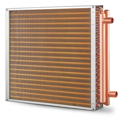 VEVOR Heat Exchanger Water to Air, 20"x 20" with 3-Row 3/8" Copper Ports, 242 Aluminum Fins Heat Exchanger for Outdoor Wood Furnaces, Residential Heating and Cooling, and Forced Air Heating - Discount Msrp 
