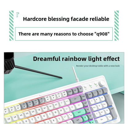 Wired luminous keyboard and mouse Q908 gaming mechanical feel game luminous suspended keyboard and mouse set - Discount Msrp 
