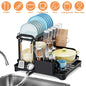 2-Tier Dish Drying Rack for Kitchen Counter Space Saving Rustproof Dish Rack with Drainboard Detachable Kitchen Drainer Organizer Set - Discount Msrp 