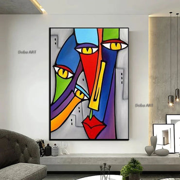 Handmade Picasso Abstract Figures Picture Blending In Face Wall Art Picture Handpainted Canvas Painting Living Room Decoration Home Living Room corridor bedroom luxurious adornment painting - Discount Msrp 