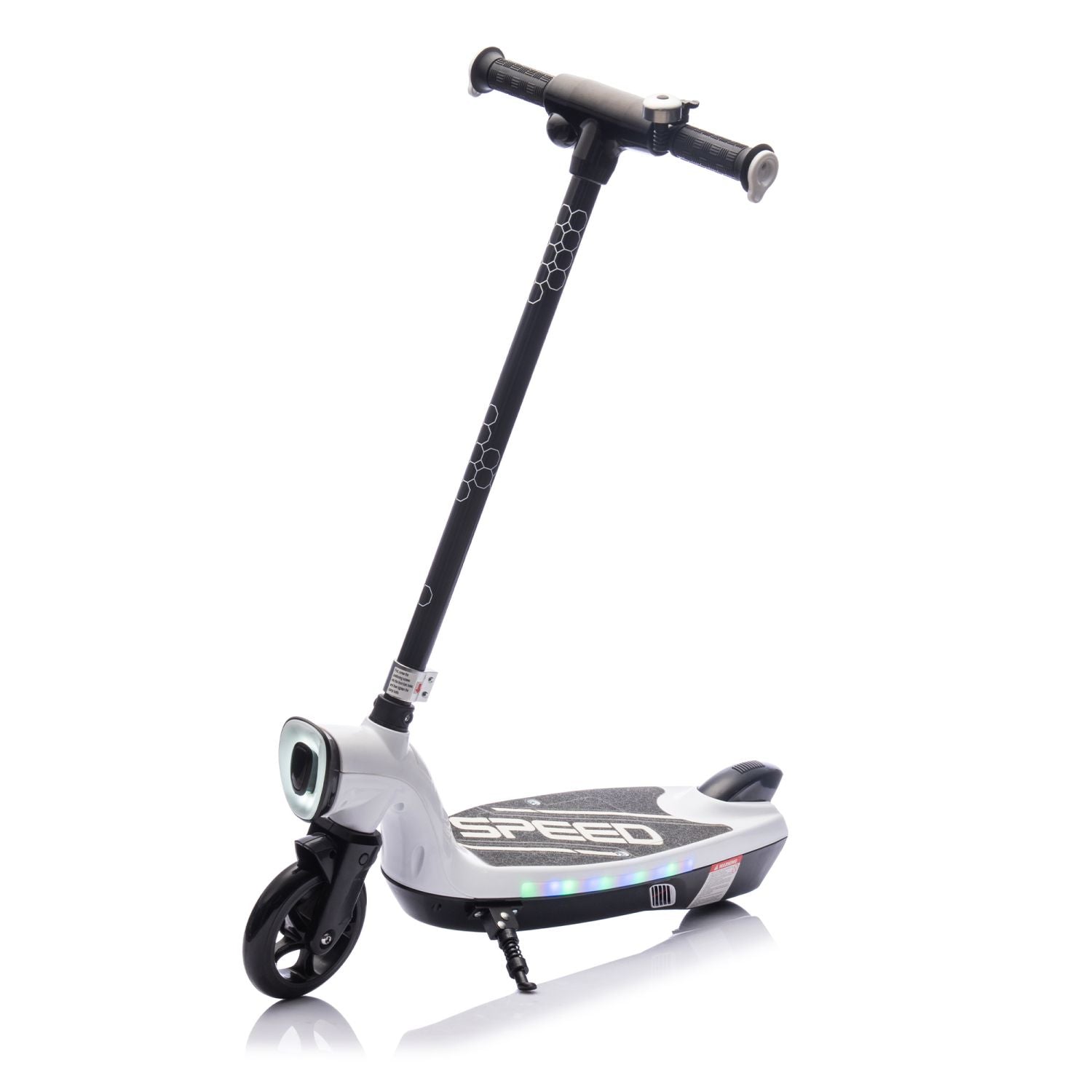 Kids Ride On Electric Scooter With Kickstand,Scooter Bell,Faster Speed And Longer Usage Time,Rear Brake,Wider Pedal,Non-Slip Handle,Colorful LED Lights,5.59-6.84 MPH For Kids 6+. - Discount Msrp 