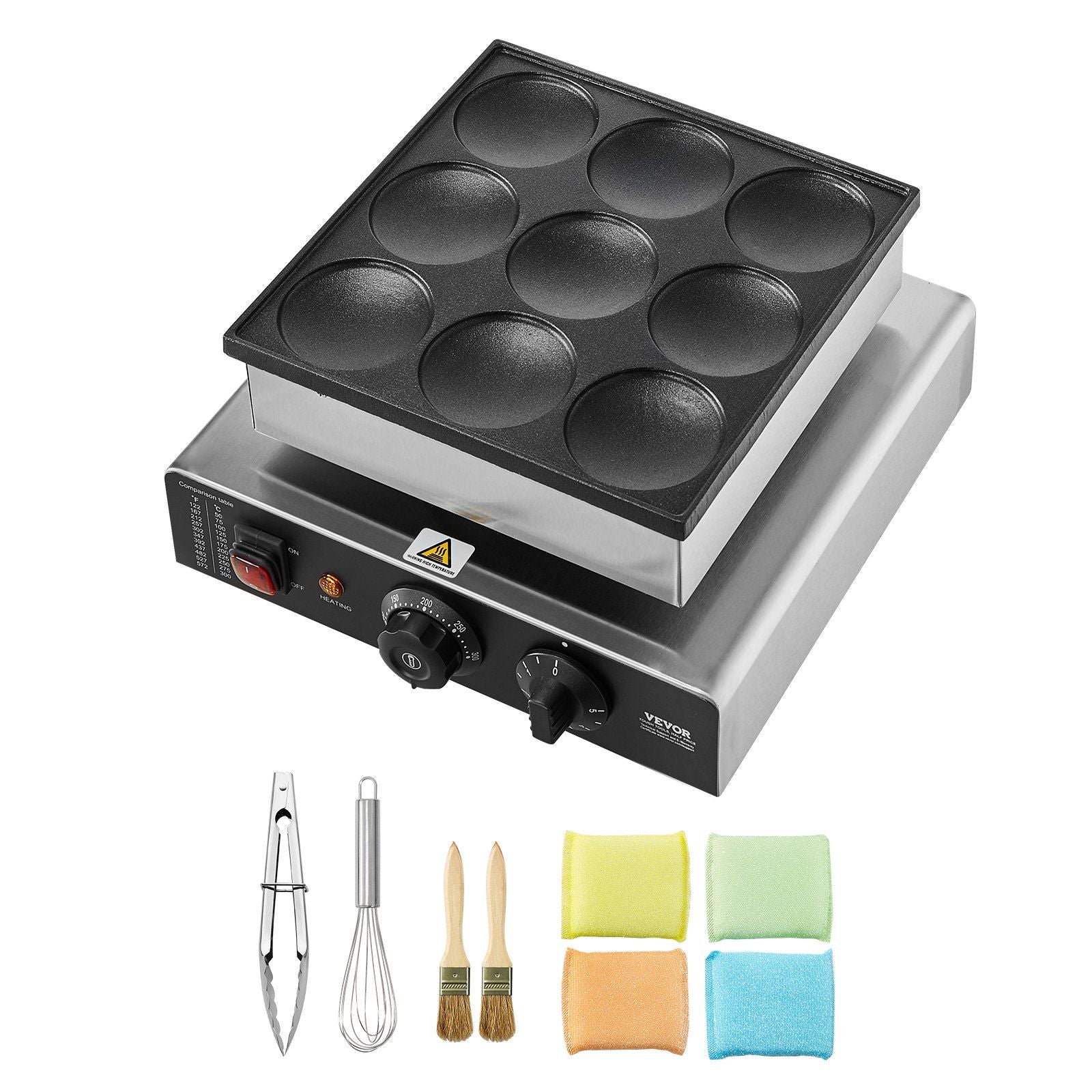 VEVOR 9PCS 76mm Dutch Pancake Maker Commercial Dorayaki Baker 850W Non-stick - Discount Msrp 