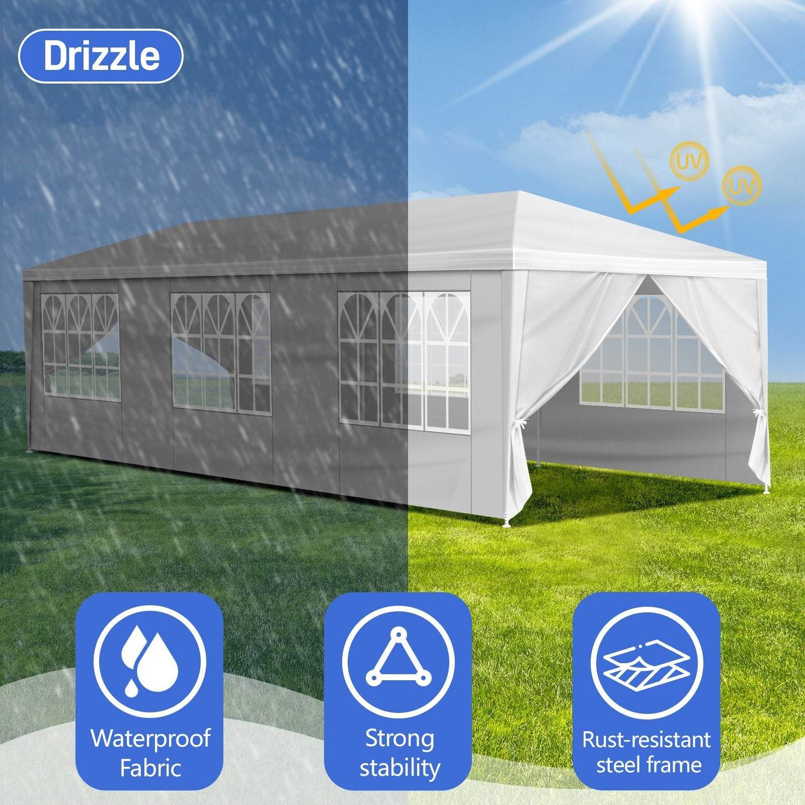 1 Set of 10'x30' Party Tent Canopy for Outdoor Weddings, Heavy-Duty Waterproof Event Shelter with Removable Sidewalls, Ideal for Parties, Booths, and Gatherings. - Discount Msrp 