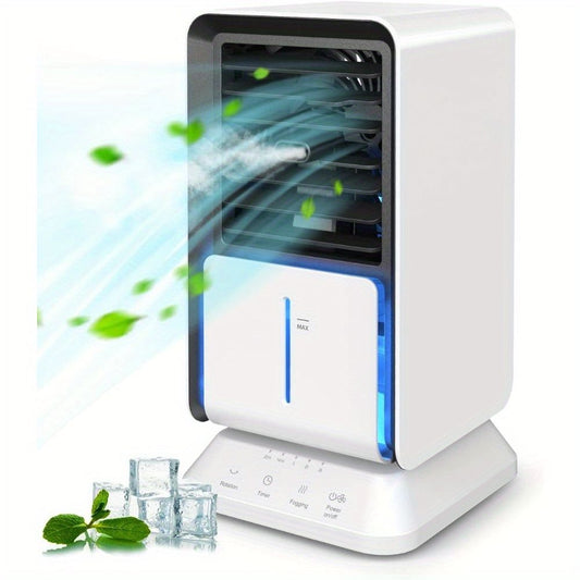 Portable Air Conditioner, Mini Personal Oscillating Air Conditioner Small Air Cooler Cooling Fan, Evaporative Cooler Desk Fan with Timer Function and Night Light for Home Office Bedroom - Discount Msrp 