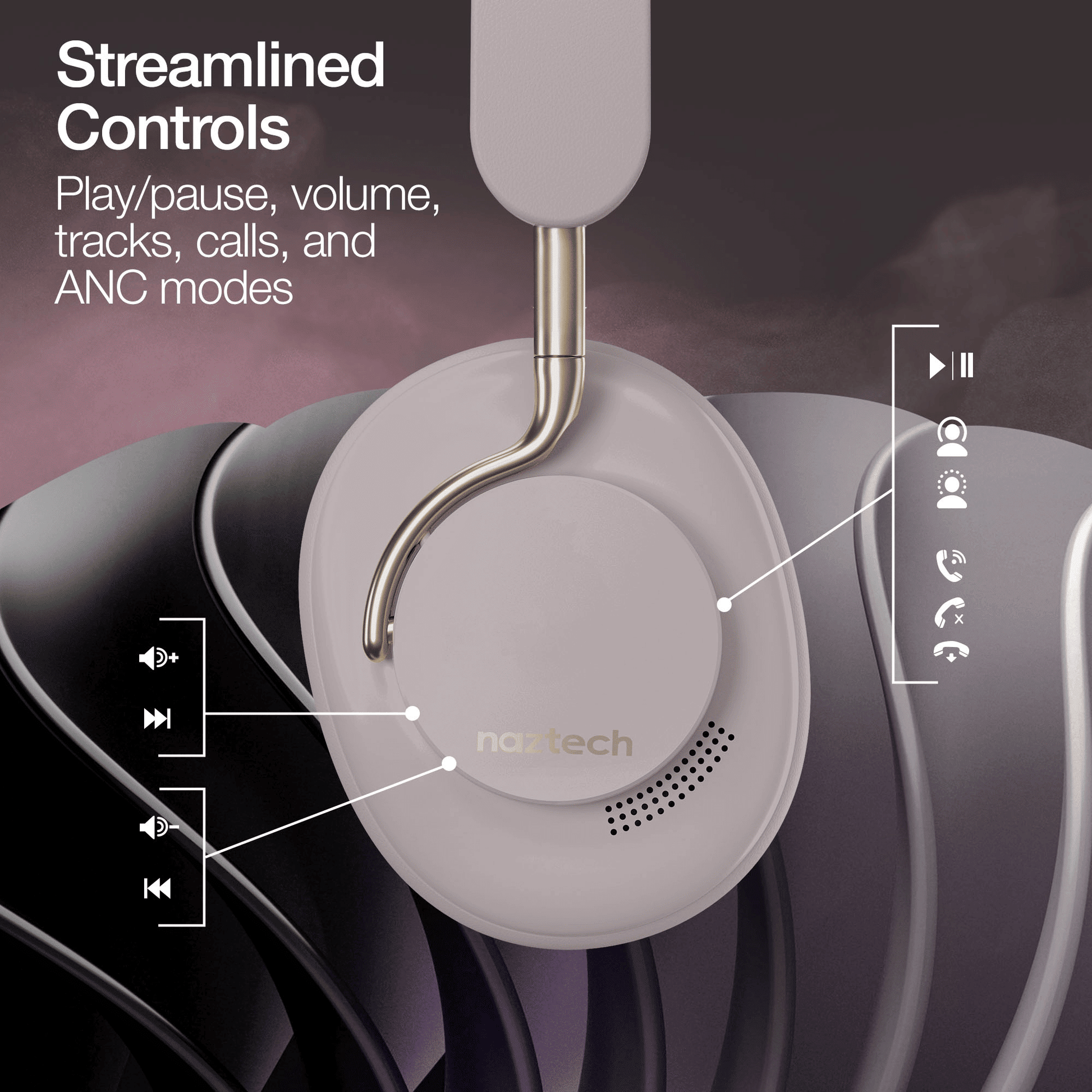 Naztech Aura 360 ANC Wireless Headphones - Discount Msrp 