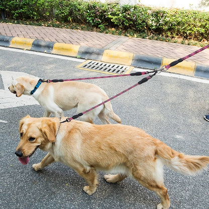 Double Dogs Leash No-Tangle Dogs Lead Reflective Dogs Walking Leash w/ Swivel Coupler Padded Handle - Discount Msrp 