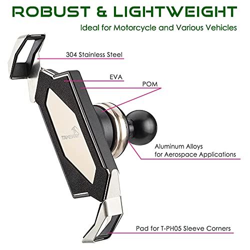 TAKEWAY Phone Holder for 4.7-6.7 inch Screen; Structure for Both Stability and Anti-Vibration; Providing Multi-Angle Vision; Attaches to RAM - Double Socket arms Component for Any B Size - Discount Msrp 
