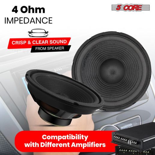 5 Core 8 Inch Subwoofer Speaker 1000W Combined Peak 4Ohm Replacement Car Bass Sub Woofer - Discount Msrp 