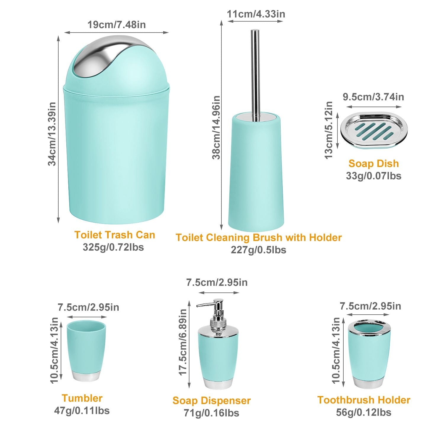 Bathroom Accessories Set 6 Pcs Bathroom Set Ensemble Complete Soap Dispenser Toothbrush Holder - Discount Msrp 