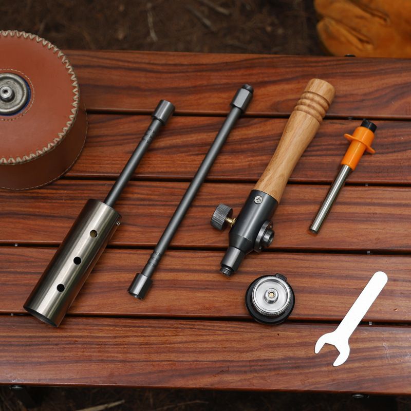 Outdoor camping extended flame-throwing gun stainless steel gun burning pig hair supplies camping straight handle handheld detachable igniter - Discount Msrp 